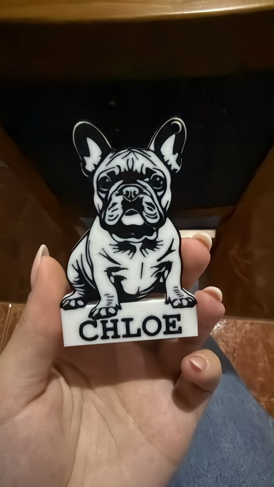 Porta-chaves personalizado com silhueta de cão impresso em 3D